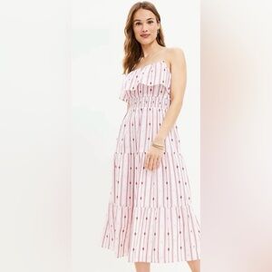 Loft Pink, Red, and White Striped Dress women’s medium. EUC